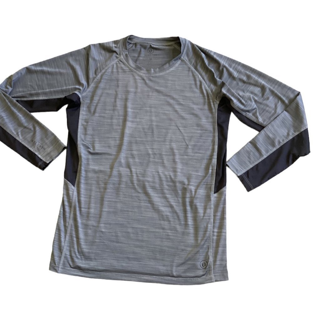 Hang Ten UPF 50+ Cycling Jersey Long‎ Sleeve Gray & Black Sz M #354Z